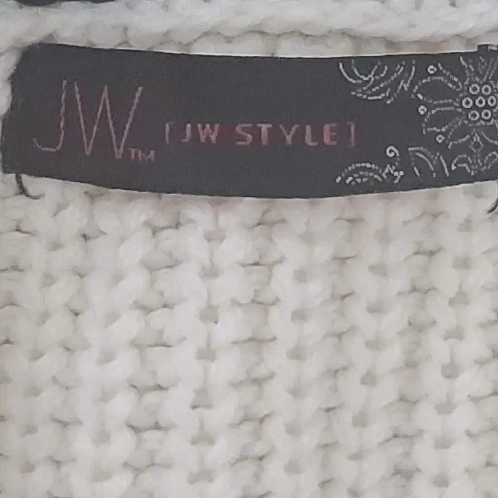 JW Style Cable knit Preppy ladies oversized sweater white&black Size Med Coastal - Picture 8 of 11